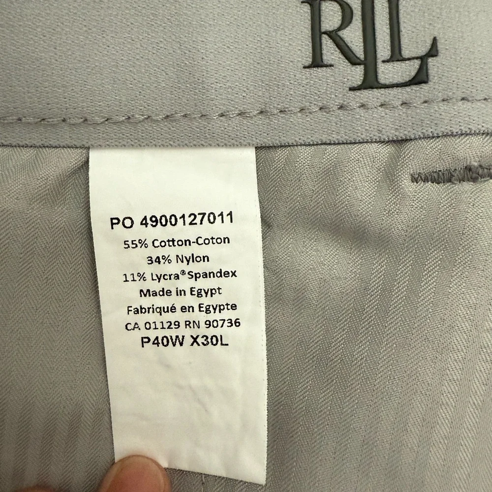 LAUREN Ralph Lauren Gray Trousers - Ultraflex Stretch Flat Front Pants - Picture 6 of 7